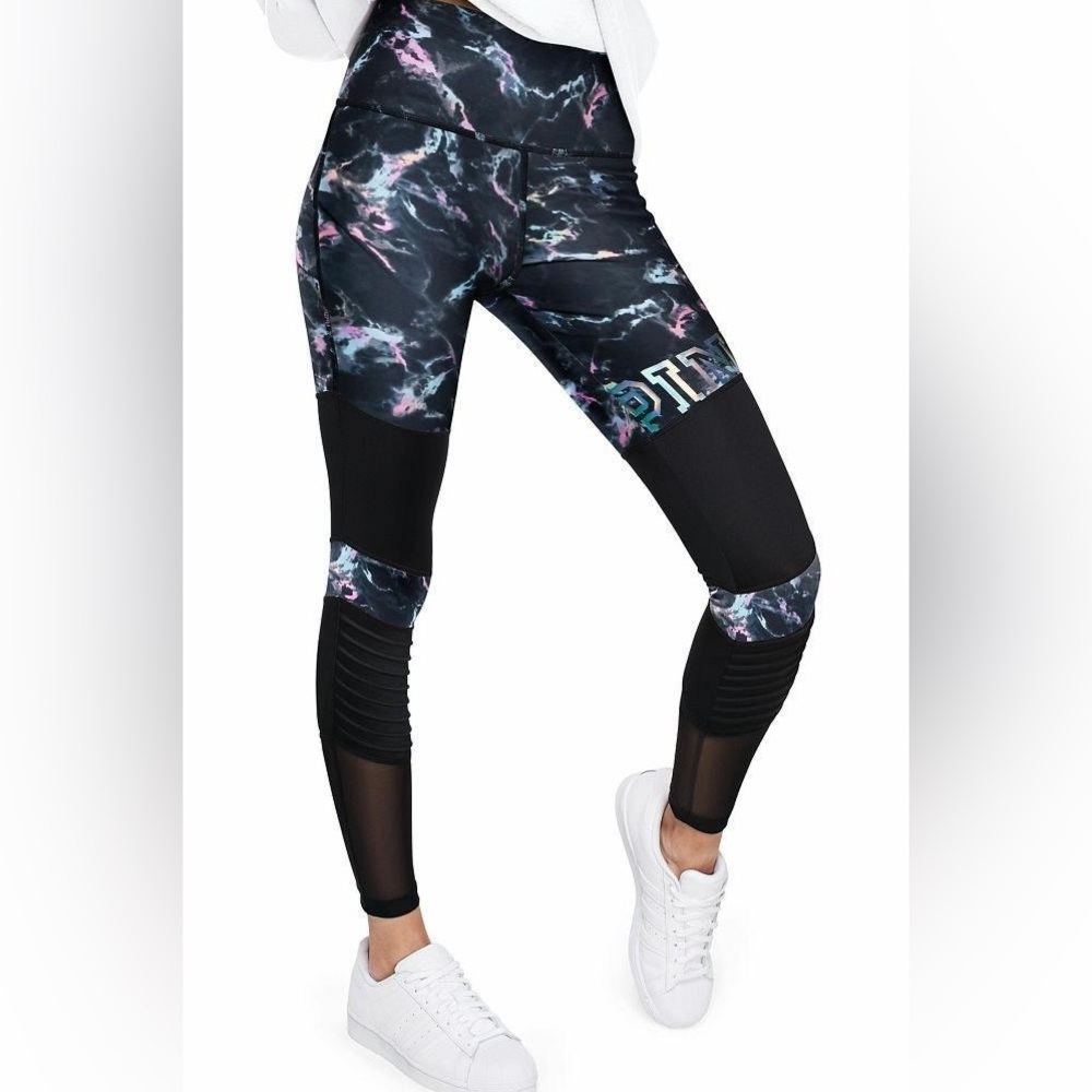 VS VICTORIAS SECRET PINK ULTIMATE HIGH WAIST MESH  LEGGING PANT SWEATS MARBLE M